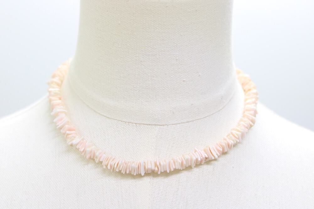 Vtg Shell Chips Choker Necklace Blush Pink Mermaidcore Sirencore 1970s Surfer